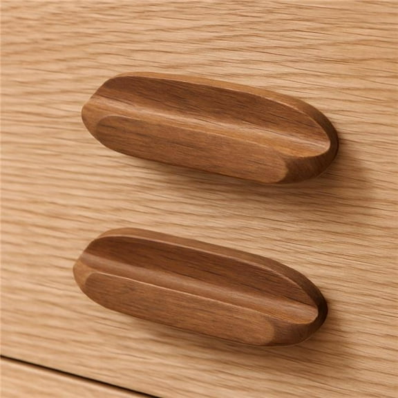 HomeRoots 476586 Brown Wood Oval Drawer Pull Knobs - Set of 2