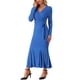 thumbnail image 2 of Vestidos largos ajustados Inspire Chic con cinturón, sexy, de longitud hasta el suelo, cola de pez, vestido de sirena azul 2XL, 2 of 6