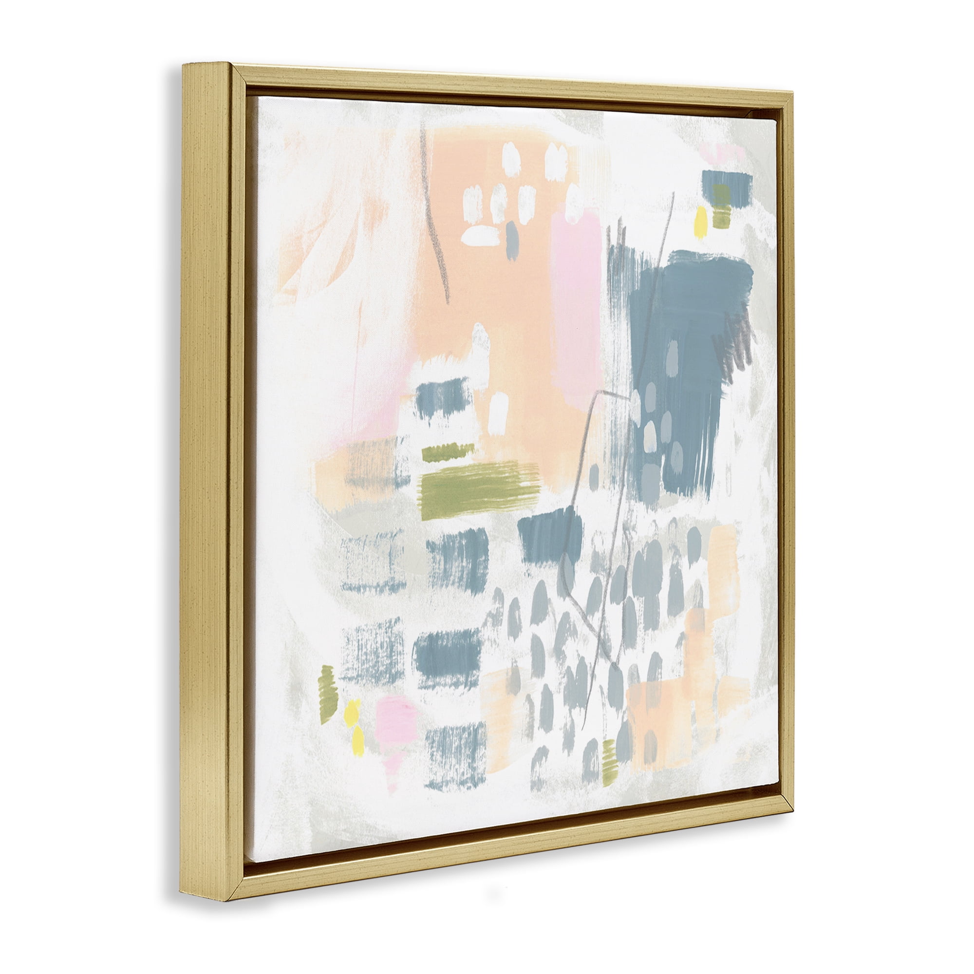 Stupell Industries Organic Soft Patterns Abstract Painting Gold Floater Framed Canvas Art Print Wall Art, 25 x 25