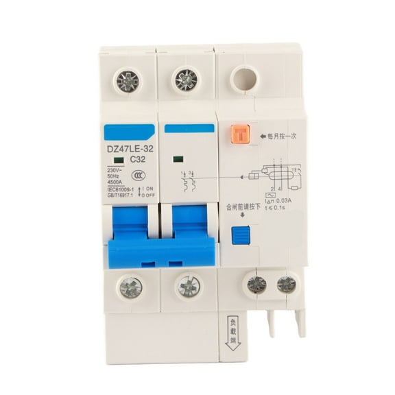 DZ47LE‑32 2p N C32 RCCB Residual Current Circuit Breaker 230V 32A 30mA