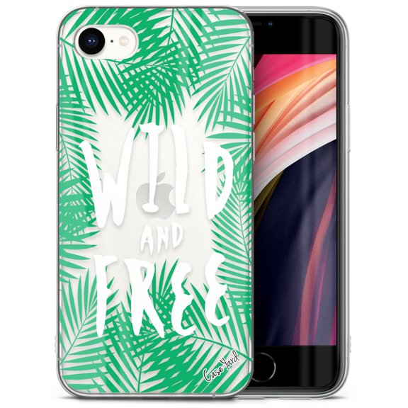 Case Yard iPhone-SE Case Clear Soft & Flexible TPU Ultra Low Profile Slim Fit Thin Shockproof Transparent Bumper Protective Cover Drop Protective Cell Phone Cases (Wild & Free Palm Tree)