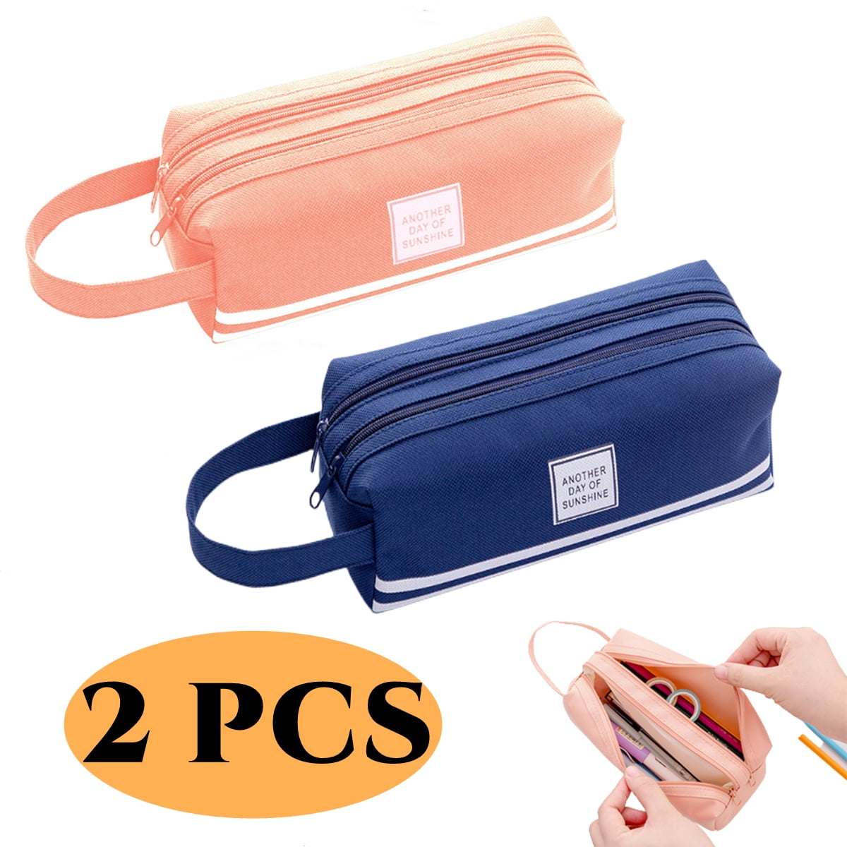Music Notes Piano Keyboard Pencil Case Pen Bags Large Capacity Stationery Office 