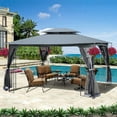 thumbnail image 2 of 13x10 Outdoor Patio Gazebo Canopy Tent with Ventilated Double Roof and Detachable All-side Mosquito Net, Heavy-duty Sun Shelter with UV-resistant Fabric, for Gatherings, Garden, Grey, 2 of 9