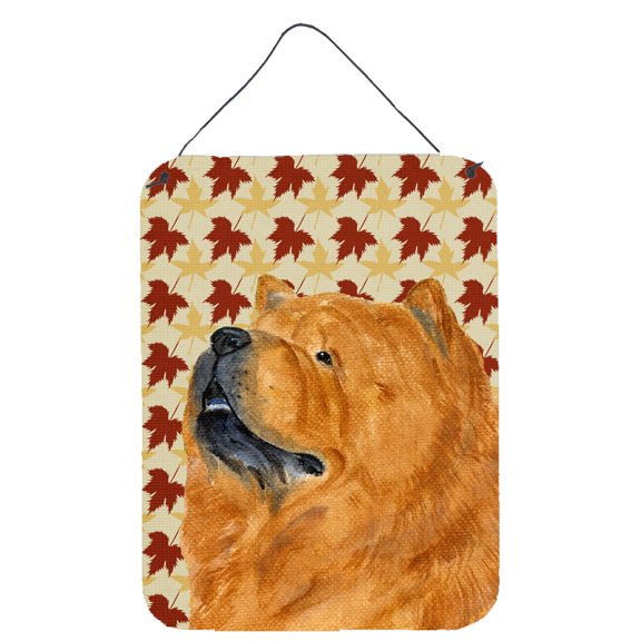 Chow Chow Fall Leaves Portrait Aluminium Metal Wall or Door Hanging Prints