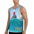 thumbnail image 2 of Easygdp Lighthouse Sea Port Men's Tank Top, Sleeveless Muscle T Shirts, Breathable, Quick-Dry, Loose for Gym, Running, Fitness - Medium, 2 of 9