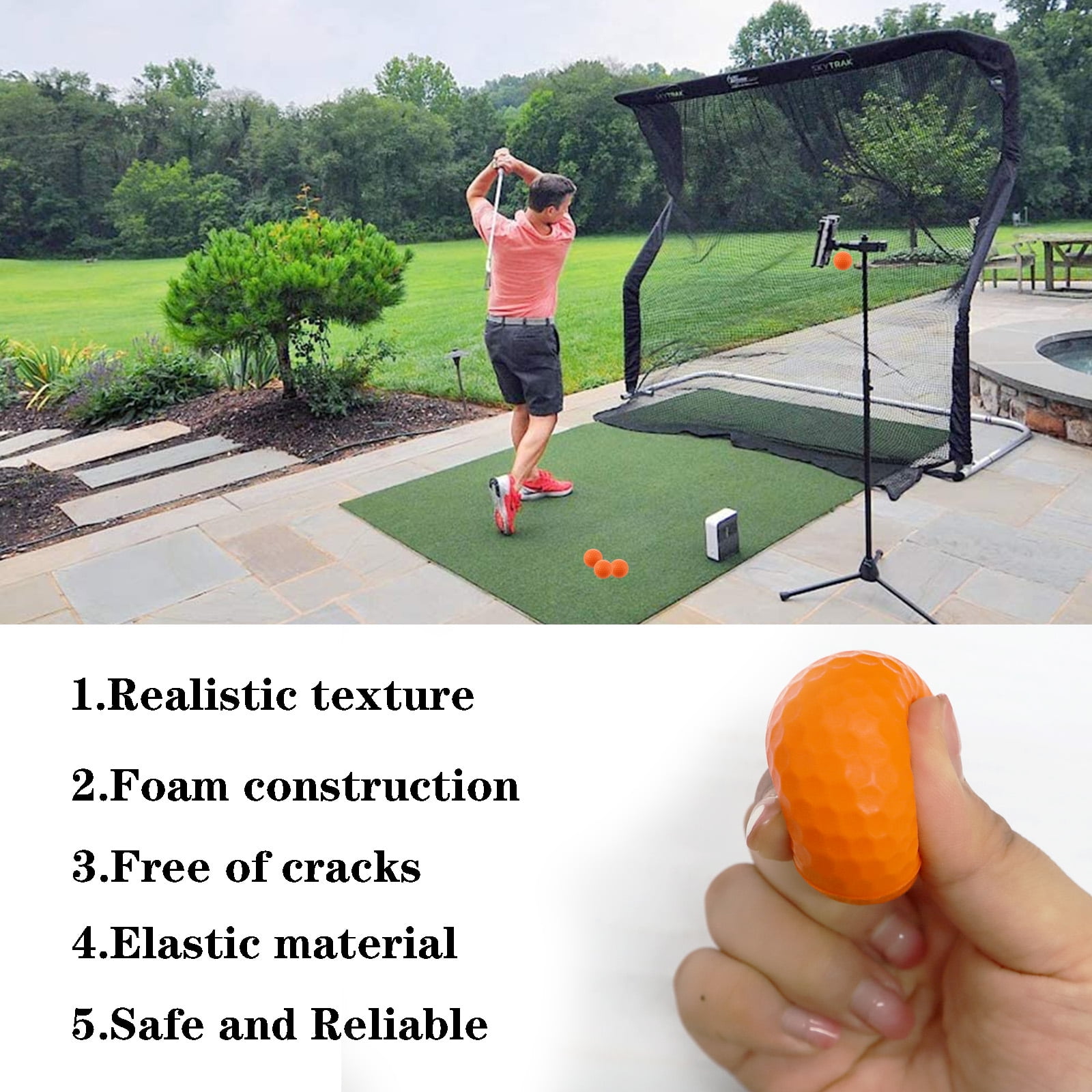FINGER TEN Golf Practice Balls with Bucket Value 50 Pack, Soft Foam with Limited Flight for Safe Practice