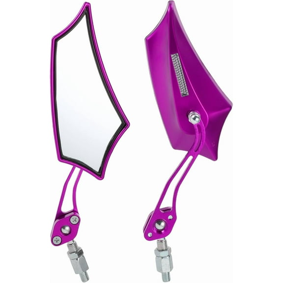 1 Set Motorcycle Rear View Mirrors Bar End Side Mirrors Mount Universal Adjustable Aluminum Alloy Plastic Purple M10 M8 Prismatic Shape