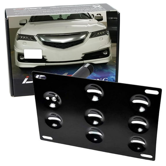 No Drill Front Bumper Tow Hook License Plate Mounting Bracket Adapter Kit For 2015-up Acura TLX