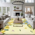 thumbnail image 3 of Yellow Lemon Gnome Large Area Rugs 5x8 ft Summer Fruit Pink Floral Leaves Washable Rug Non Slip Indoor Carpet Absorbent Floor Mat for Living Room Bedroom Dining Room, 3 of 9