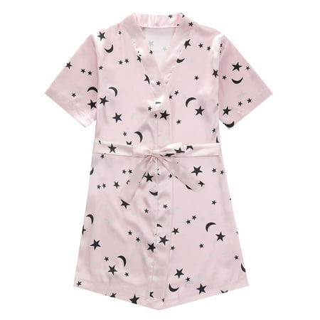 

Toddler Kids Girls Sleepwear Pajamas Kids Toddler Baby Girls Spring Summer Print Short Sleeve Princess Nightgown Nightdress Toddler Summer Overall Clothes Pink 90