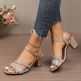 thumbnail image 5 of Bkhluea Women Rhinestone Embellished Block Heel Slingback Sandals Comfortable Footwear For Party Casual Outdoor Daily Activities, 5 of 7