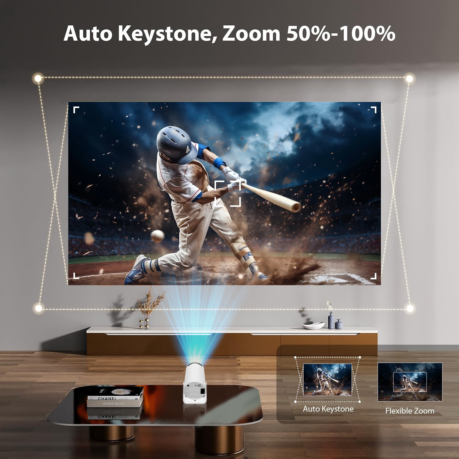 Mini Portable Projector with WiFi 6 and Bluetooth 5.0 Smart Projector 1080P Support Movie Projector 4K Decode Built-in Android 11.0 for Home Theater Compatible for Smartphone/Tablet/Laptop