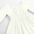 thumbnail image 5 of Favoffer Big Kid Girls Long Sleeve Dress Spring Summer Trumpet Sleeve Ruffle Hem Square Neck Solid Color Swing Gown for Daily Gathering Party Holiday Sizes 4-13Y, 5 of 7