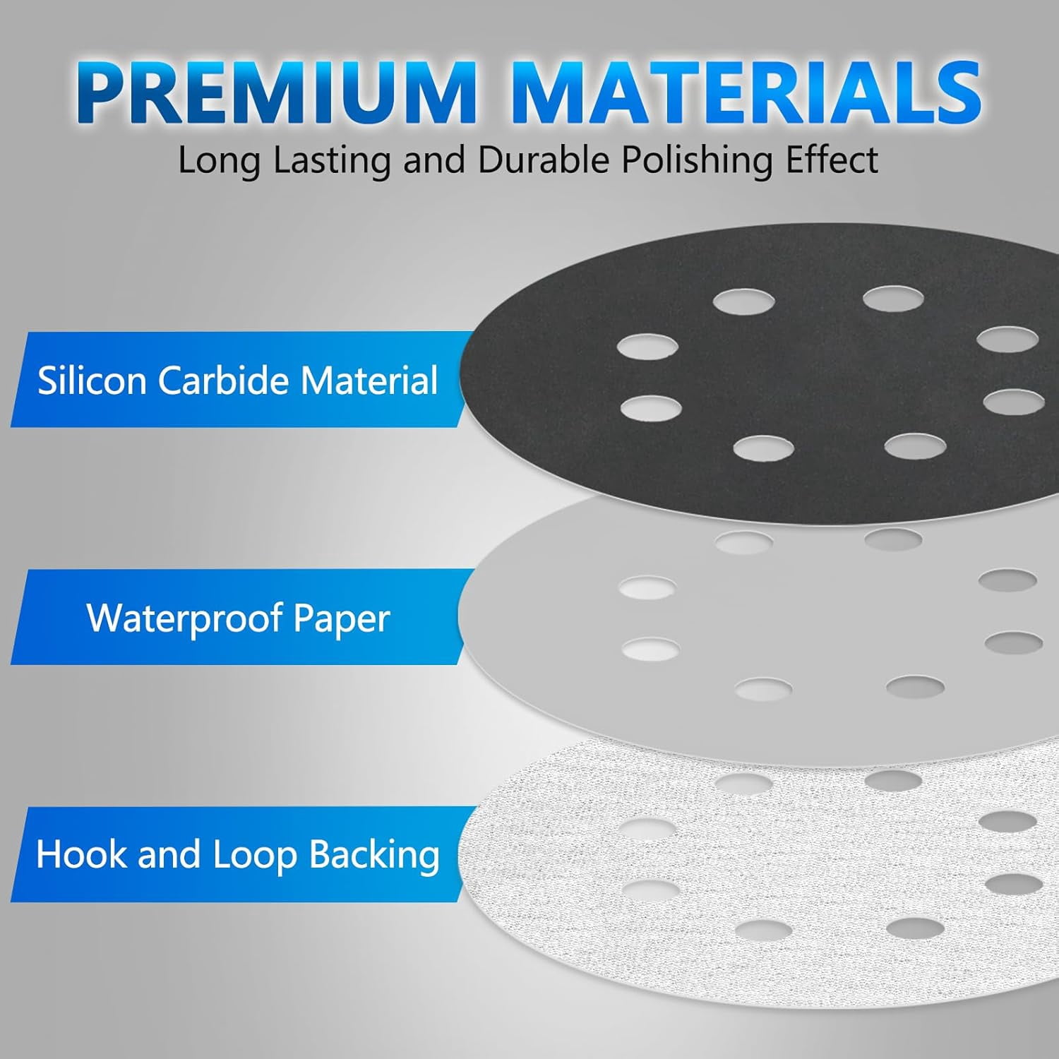 70 Pieces Wet Dry Sanding Discs, 5 Inch 8 Holes Hook and Loop 400/600/800/1000/1500/2000/3000 Assortment Grits for Orbital Sander Automotive Wood Metal Plastic Sanding Polishing