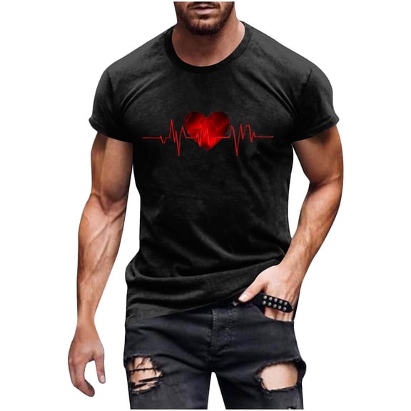 T Shirts for Men under $5 Short Sleeved Round Neck Casual Printed Shirt