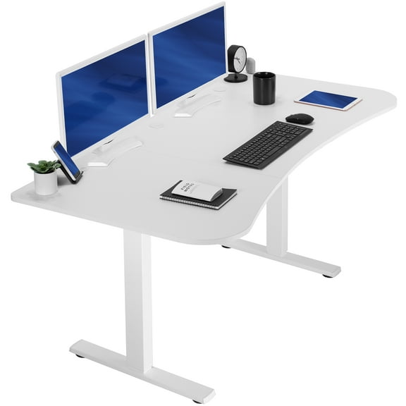VIVO Electric 63” x 32” Stand Up Desk, White Table Top, White Frame
