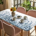 thumbnail image 3 of Blue Spring Floral Table Cloths for 3 Foot Rectangle Tables, Watercolor Elegant Pastoral Flowers Patio Waterproof Elastic Fitted Tablecloths, Washable Rectangular Table Cover for Camping, 3 of 8