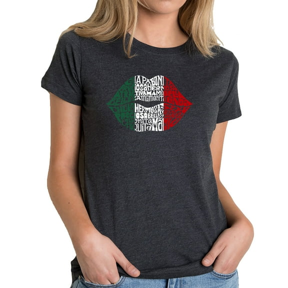 Women's Premium Blend Word Art T-shirt - Latina Lips