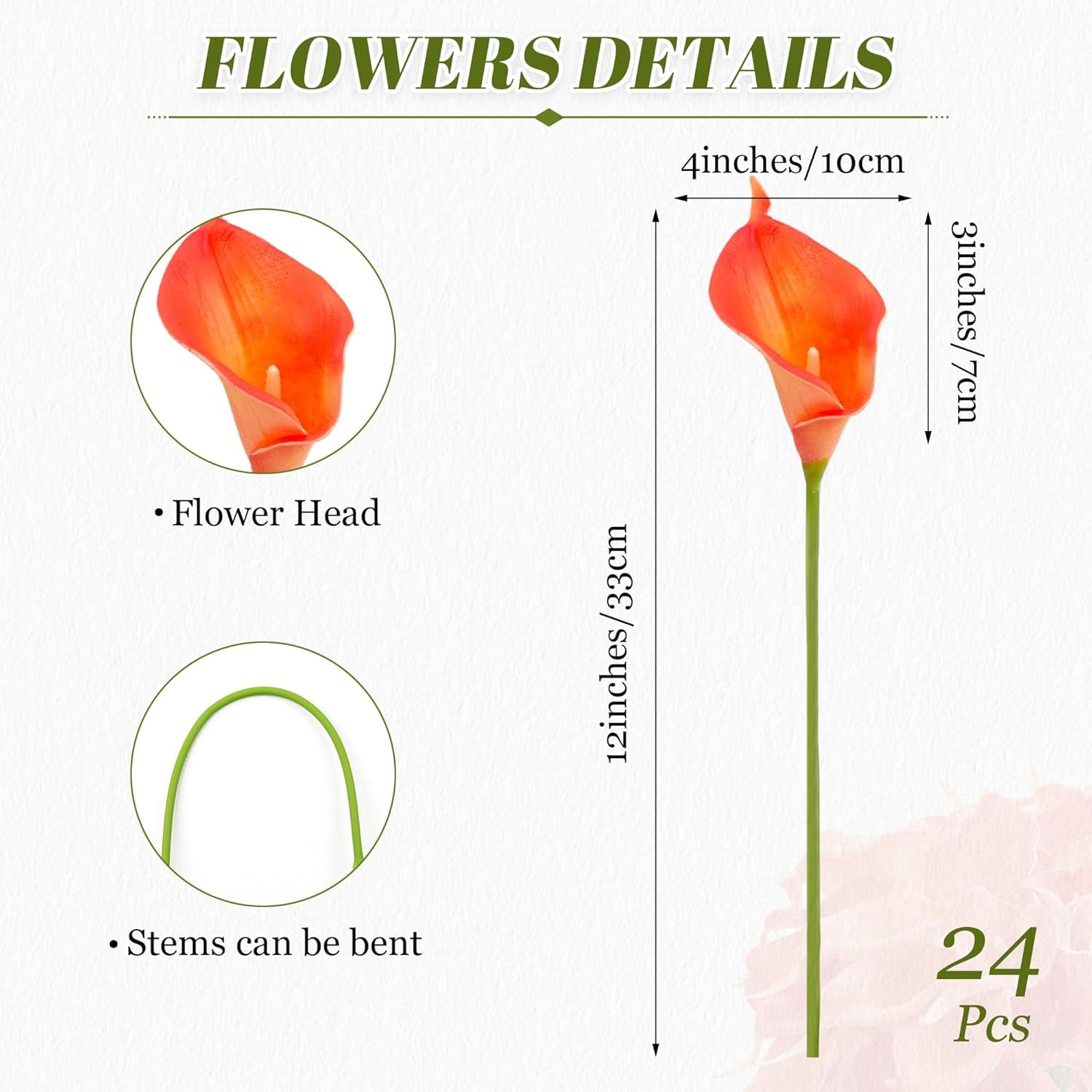 24 Pcs Artificial Calla Lily Flowers Fake Silk Flowers Real Touch for Wedding Bouquet Office Home Kitchen Decor (Coral)