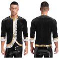 thumbnail image 3 of Trajes de Cosplay de circo brillante metálico para hombre, camisa Punk de manga larga con volantes, disfraces superiores, disfraz renacentista de Halloween, 3 of 5