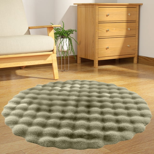 27" Round Rug, Fuzzy Bedside Mats, Soft Rugs, Washable Plush Area Rugs for Living Room Bedroom Nursery Rug Home Decor Carpet