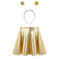 thumbnail image 7 of iiniim Kids Girls Halloween Cosplay Outfits Metallic Shiny High Waist Skirt with Hair Hoop Set Gold 16, 7 of 7