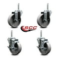 thumbnail image 2 of 4 Inch Semi Steel Wheel Swivel 3/4 Inch Threaded Stem Caster Set 2 Brakes SCC, 2 of 2
