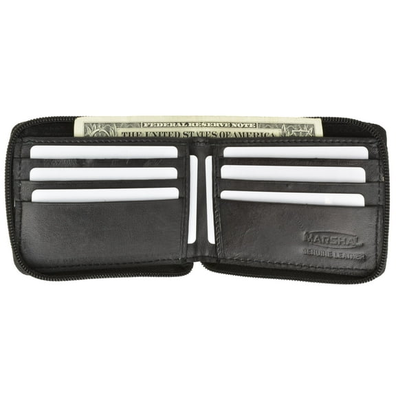 All Rounder Zipper Mens Leather Bifold Wallet (C) 574