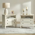 thumbnail image 4 of 27" Tall 2-drawer Wooden End table Set of 2 with Charging Station Living room White, 4 of 5