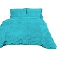 thumbnail image 2 of D.N.G. BEDDINGS 800 Thread Counts, 100% Egyptian Cotton, 550 GSM Microfiber filled Quilt Ruffled With Small Pom Pom Textured 1 Piece Full/Queen Size Comforter, Turquoise Blue, 2 of 6