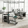 thumbnail image 5 of Designa Height Adjustable Computer Tower Stand, 2-Tier CPU Holder Cart Under Desk, Mobile PC Standing Table Home Office Gaming Accessories w/Rolling Wheels & Mouse Pad, Black, 5 of 8