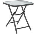 thumbnail image 1 of Patio Table, Folding Coffee Table with Tempered Glass Tabletop, Portable Bistro Table for Patio, Backyard, 1 of 7