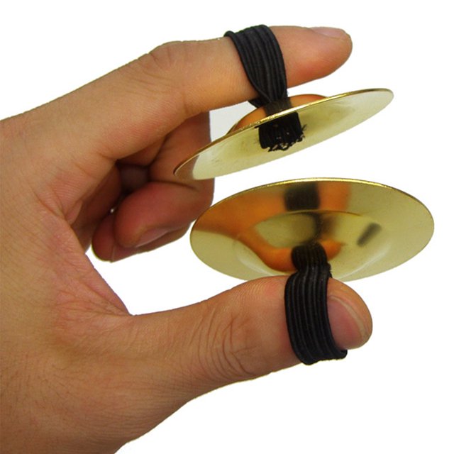 NIYANGLE 2 Paires d'Instruments de Danse de Couleur Cuivre Cymbales de Doigt en Fer