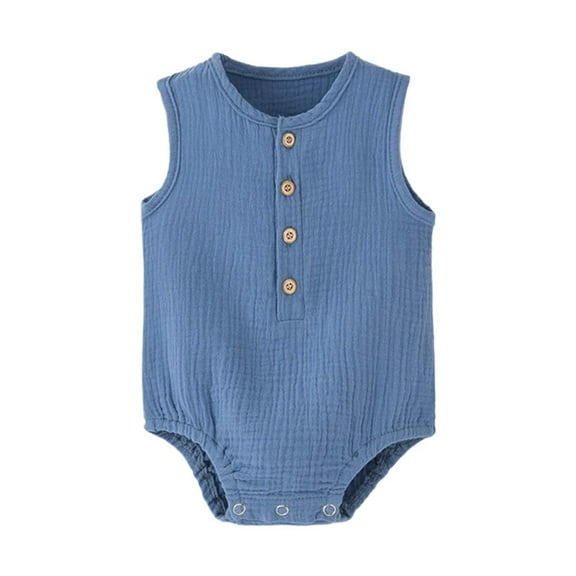 GBSYEWXS Bodysuit For Baby Boys Crew Neck Sleeveless Newborn Infant Clothes Soft Romper Blue 9-12 Months