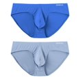 thumbnail image 2 of TANBOM Men's Bulge Enhancing Briefs Mesh Nylon Underwear Blue/Gray L 2-Pack, 2 of 6