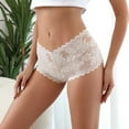 thumbnail image 3 of Sexy Underwear for Women V-Waist Lace Shorts Breathable Cheeky Panties Boyshorts Soft Lace High Waist Panties, White, Medium, 3 of 3