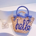thumbnail image 2 of Biezeib Women Straw Tote Bag Plaid Print Bow Letter Pattern Handmade Woven Handbag for Summer Beach, 2 of 6
