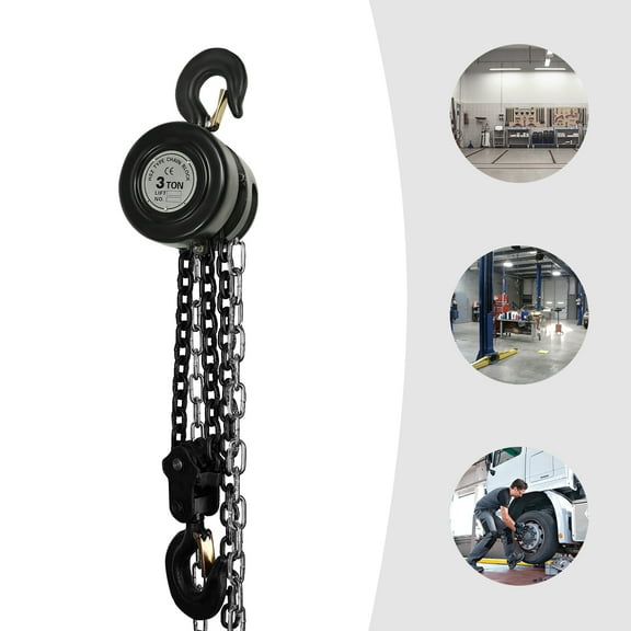 ChicHomey Hand Chain Hoist, 3 Ton/6614lbs Capacity, 10ft Lifting Height, G80 Manganese Steel, Construction for Smooth Lifting