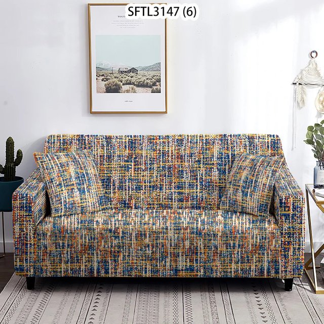 2024 Colorful Abstract Ink Adjustable Sofa Cover Stripes Plaids And Covers Retro Sofa Covers Set Extensible Sofa Cover