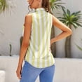 thumbnail image 3 of Yellow And White Vertical Blouses Women Bow Tops Elegant Sleeveless Office Work Shirt Casual Holiday Women's Tops, 3 of 6