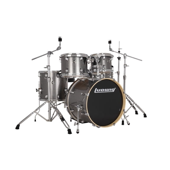 Ludwig Evolution 5-Piece Drum Set w/Hardware, 20" Kick, Platinum Sparkle