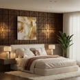 thumbnail image 3 of Fahomiss Modern Curved Acoustic Wood Slat Wall Panels 4-Pack 24"x24", Walnut 3D Tiles, 3 of 10