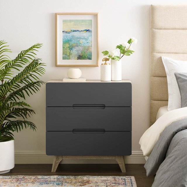 Modway Origin Three-Drawer Chest or Stand in Natural Gray