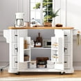thumbnail image 3 of Euroco 56'' Kitchen Island Cart with Drop Leaf, Charging Station & Deep Storage Drawers, 3 of 9