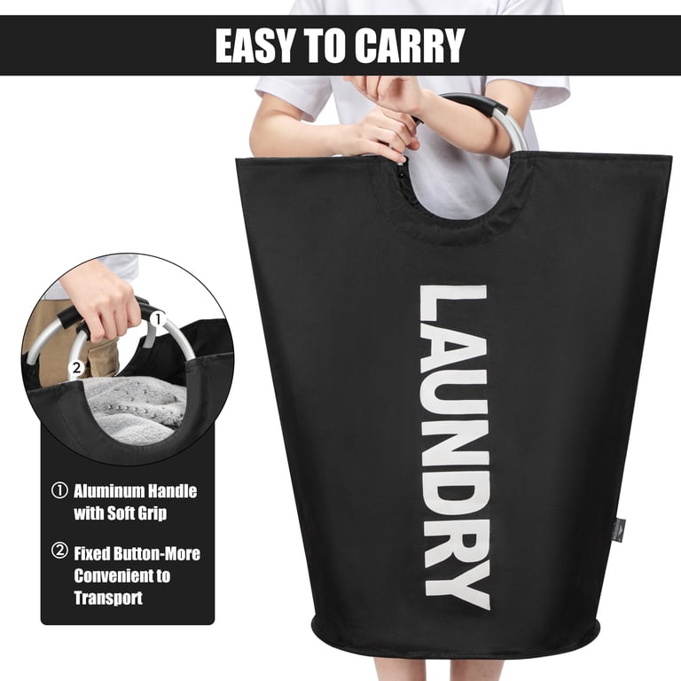 Collapsible 125L X-Large Fabric Laundry Basket In Black photo 5
