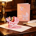 thumbnail image 5 of CCOCC 2026 New Newborn Birthday Stereo Greeting Card 3D Baptism Card Blessing Card Handmade Paper Carved Stroller(Baby Stroller Pink), 5 of 7