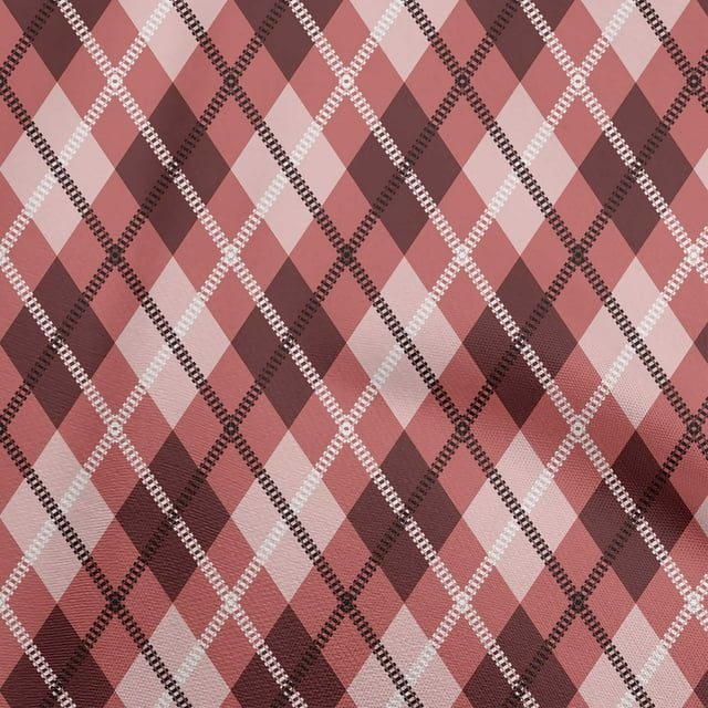 oneOone Cotton Silk Pink Fabric Check Craft Projects Decor Fabric Printed By The Yard 42 Inch Wide