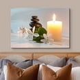 thumbnail image 3 of wall26 Framed Canvas Print Wall Art Tiare Flowers with Candle and Zen Stone Nature Wilderness Photography Realism Chic Scenic Colorful Rustic Ultra for Living Room, Bedroom, Bathroom, Office - 24&quo, 3 of 5