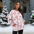 thumbnail image 2 of Yuyamidu Pink Cow Print Oversized Sweatshirt for Women Fashion Hoodie Sweatshirts Crewneck Long Sleeve Shirts Soft Comfortable Tees Pullovers with Pockets Date Party Spring Fall Winter Clothes, 2 of 7