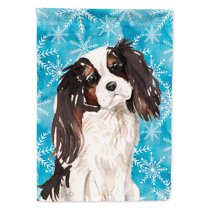 Tricolor Cavalier Spaniel Winter Garden Flag